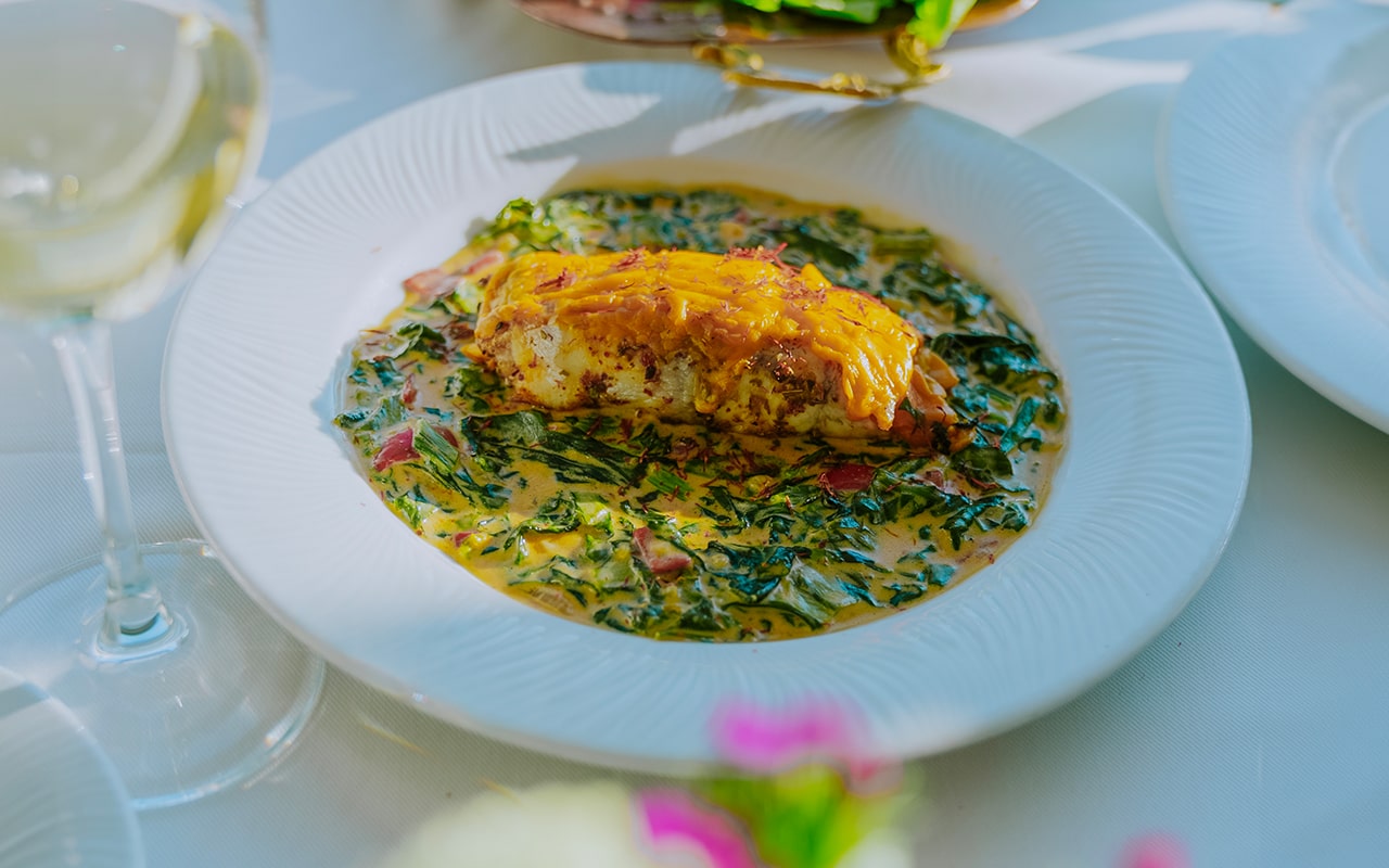 SEA BASS WITH CHEDDAR